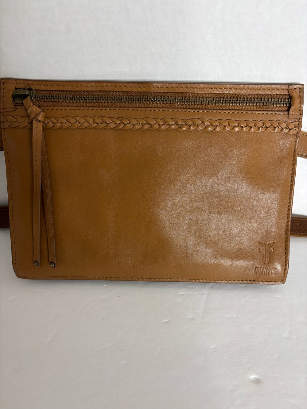 Frye Women’s Caramel Braided Leather Belt Bag